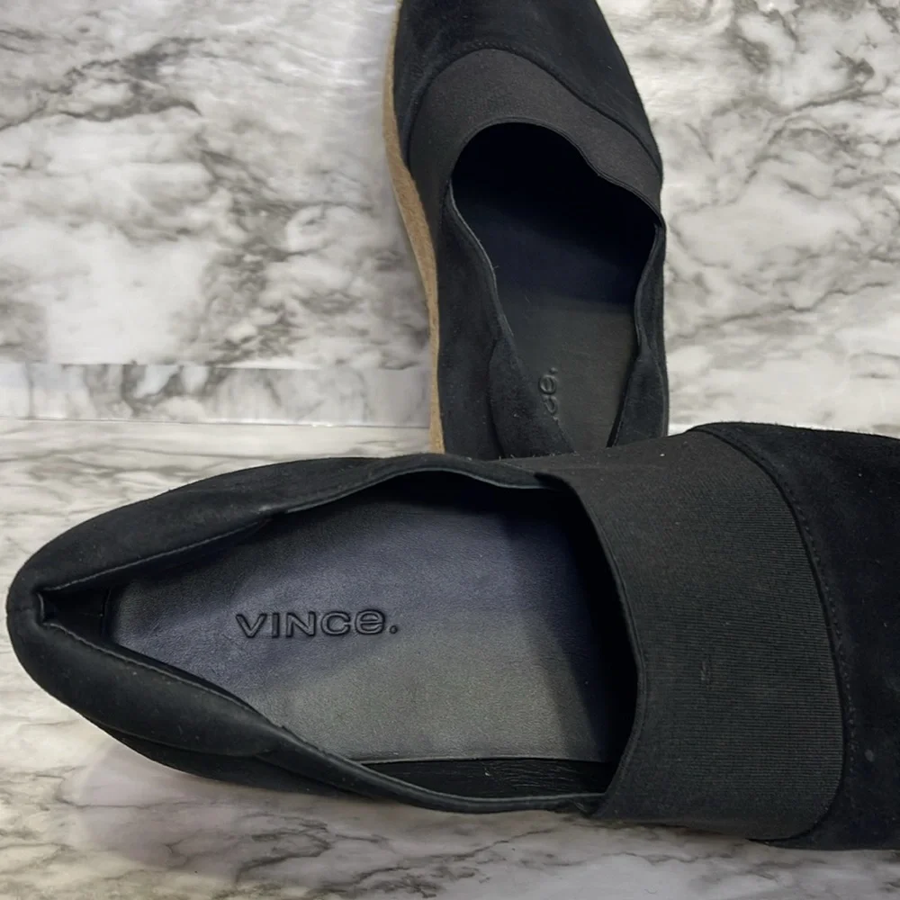 Vince Winford Women's Espadrille Suede Black Slip-On Loafers Sneakers Black 9M
